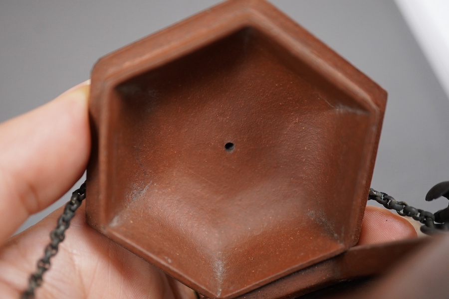 A Chinese Yixing hexagonal teapot, Kangxi period